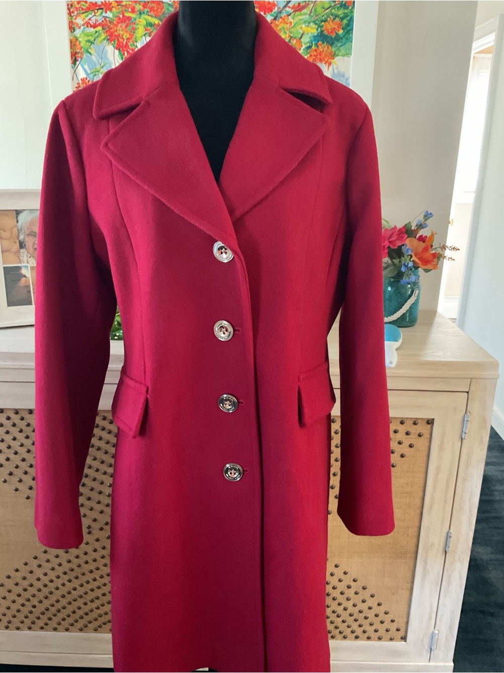 Michael Kors Red Single Breasted Coat size XL